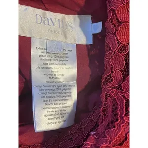 Davids Bridal Lace Bodice Maxi Dress Apple‎ Red Formal Bridesmaid Size 6 HOCO thumbnail 7