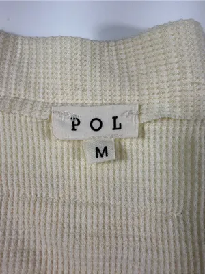 POL Anthropologie Cream Button-Front Long Sleeve Tee NWOT thumbnail 5
