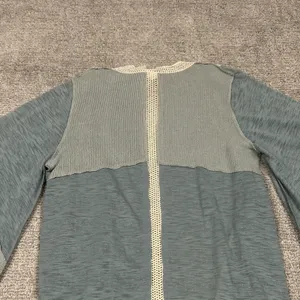 POL Long Duster Cardigan Womens Medium Seafoam Green Crochet Boho New thumbnail 9
