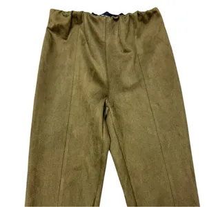 Avec Les Filles Olive Green Faux Suede Slim Pants Split Hem Size Medium thumbnail 4