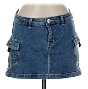 Princess Polly Blue Denim Mini Skirt with Cargo Pockets thumbnail 1
