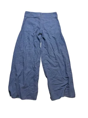 💙 Louie Size 2 Linen Wide Leg Crop‎ Pants Blue Relaxed Fit 33” Waist 💙 thumbnail 5