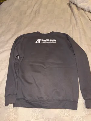 Gildan Charcoal Crewneck Sweatshirt with Red and White Graphic thumbnail 2