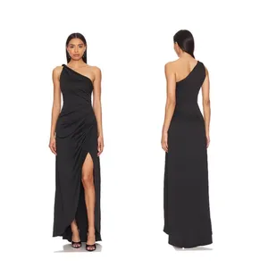 Elliatt Biarritz Satin One Shoulder Maxi Dress Women's Size S Black‎ Formal thumbnail 2