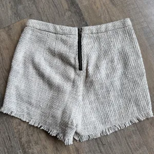 Free People‎ Cream Off-White Tweed Shorts Frayed Hem High Waist Women's Size 6 thumbnail 2