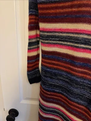Rue21 Striped Multicolor Open Cardigan with Navy Trim thumbnail 6