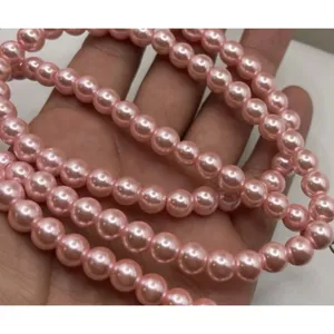 Vintage Pink Tone Double Strand Pink Faux Pearl Lightweight 33” Necklace thumbnail 10