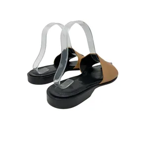 Tod's Leather Toe Ring Flat Slide Sandals Tan Black Made in Italy Size 8 thumbnail 7