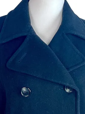 Anne Klein Wool Blend Peacoat Double Breasted Black Classic Style S Preppy thumbnail 3