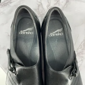 Dansko Franny Loafers Womens 39/ 8.5‎ Black Leather Slip On Low Wedge Shoes thumbnail 2