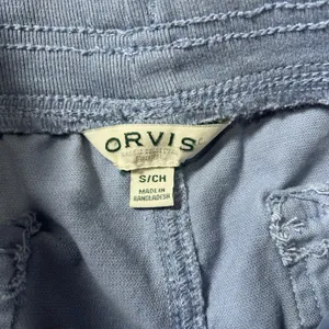 Orvis Small Blue Cotton Lyocell Drawstring Elastic Waist Cargo Shorts Small thumbnail 4