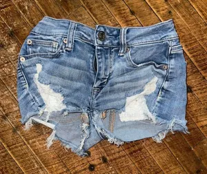 American Eagle lace pocket distressed 00 shortie jeans shorts thumbnail 1