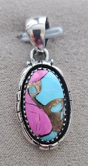 Cotton Candy Turquoise Pendant #2 thumbnail 1