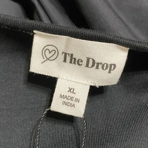 The Drop Women Black Mixed Media Midi Dress Pockets XL Square Neck Cotton Blend thumbnail 5