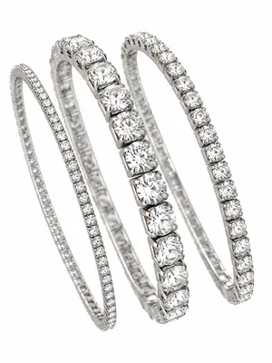 Mango Silver Crystal Bracelet Trio - White thumbnail 1