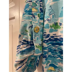 Lilly Pulitzer high tide boatneck 3/4 sleeve dress beach umbrella print thumbnail 5
