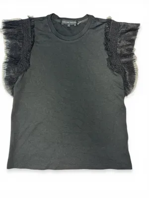 English Factory Mixed Media Tulle Flutter Sleeve Knit Top thumbnail 14