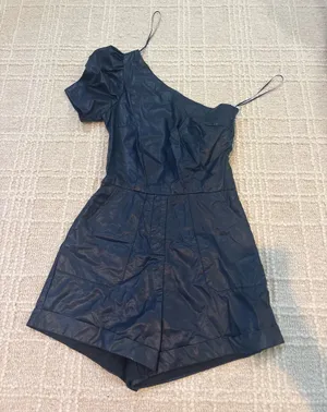 TCEC Navy leather romper thumbnail 1
