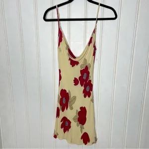 Privacy Please Ozark Mini Dress Sand Poppy Red Floral Cowl Low Back Small 453 thumbnail 5