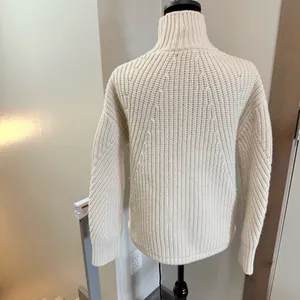 J.Crew White Ivory Chunky Knit Turtleneck Sweater Pullover‎ Wool Blend XS thumbnail 4