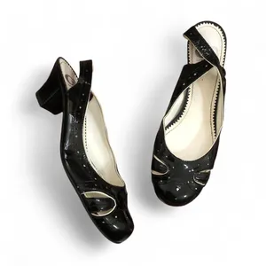 2000s Y2K Whimsygoth Black Patent Leather Celestial Ballet Ballerina thumbnail 2