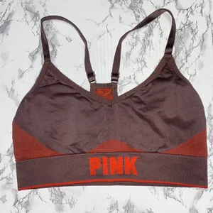 Victoria's Secret PINK Brown Orange Seamless Lightly Lined Sports bra Medium thumbnail 2