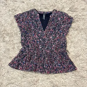 Anthropologie "Dionne" metallic floral blouse size small thumbnail 2