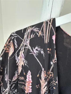 Erika Lang Nordstrom Women's Black Surplice Floral Dress Size Large thumbnail 5