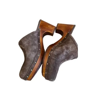 UGG Tan Suede Wooden Heel Clogs Boho‎ Cozy Fall Comfort Shoes Size 7 thumbnail 6