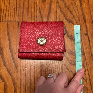 Perry Ellis Crossgrain Leather Wallet Red vintage thumbnail 2