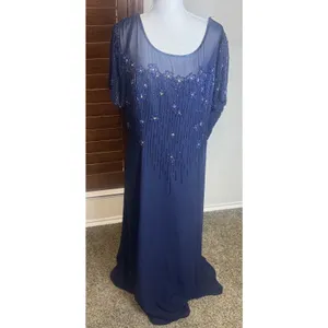 Sylvia Ann Formal Dress Navy Blue Long‎ Beaded Mother Of The Bride Groom XL thumbnail 2