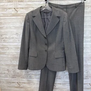 Antonio Melani Womens Pant Suit 2 Piece Gray 3 Button Raw Hem Trouser Topstitch thumbnail 7