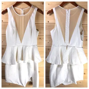 Keepsake the Label Sheer Peek A Boo White Peplum Dress thumbnail 2