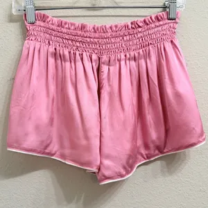 Anthropologie Pink Rose‎ Satin Smocked Waist Shortie Shorts Size XXS NWT thumbnail 2