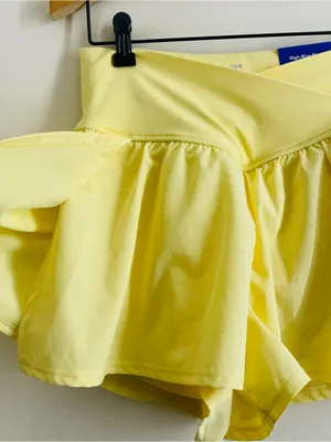 JoyLab High Rise Flowy Running Shorts M Buttercream Yellow Crossover NWT thumbnail 6