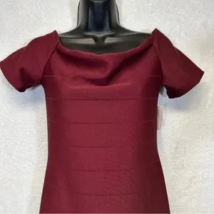 Charlotte Russe Burgundy Off the Shoulder Mini‎ Dress Size M thumbnail 2