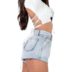 Princess Polly Blue Denim High Rise Shorts Cuffed 4 thumbnail 2