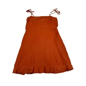 Abercrombie & Fitch Burnt Orange Cotton Tie Strap Ruffle Mini Dress Large thumbnail 2