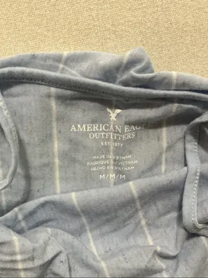 American Eagle Outfitters Light Blue V-Neck Bodysuit & Striped Ruffle Cami thumbnail 4