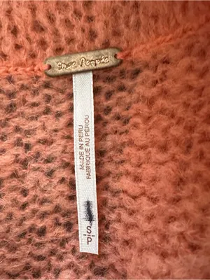 Free People Sweater Small Coral Pink Alpaca Blend Cowl Neck Oversized thumbnail 5