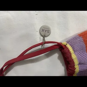 The Sak Original Knit Crochet Tote Bag Striped Multicolor Lined Shoulder Bag thumbnail 9