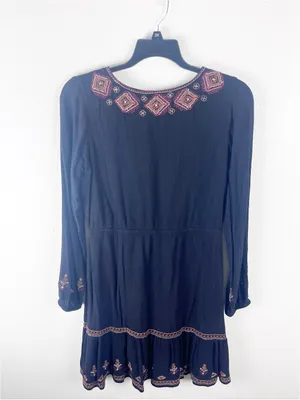 IDYLLWIND Hurst Black Embroidered Mini Dress Size Medium Western Festival Chic thumbnail 2