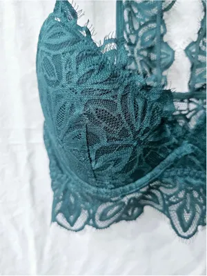 Women's Victoria's Secret PINK Lace Racerback Bralette Size S Green thumbnail 2