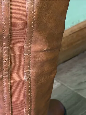 Faux Leather Over-the-Knee Riding Boots Brown with Buckles. thumbnail 9