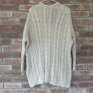 Free People Easy Cable Knit Sweater Drop Shoulder Oversized Women’s XS Beige thumbnail 8