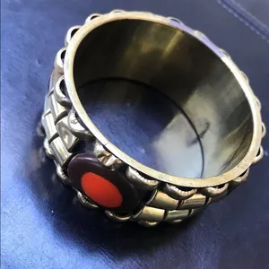 LG Gold Brick Egyptian Ancient Wrist Cuff Bangle thumbnail 6