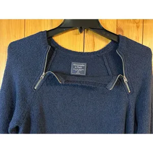 ABERCROMBIE & FITCH Navy Blue Zipper Sweater Dress Medium Tall Women's (0958) thumbnail 4