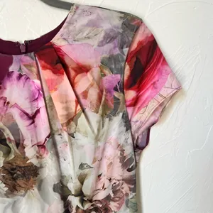 Ted Baker Ceyara stealth floral black dress size 4 thumbnail 2