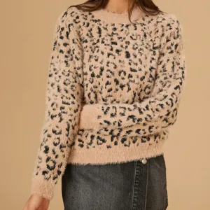 Mi‎ Ami Oversized Dusty Sweater Fuzzy Animal Print Women's Size Medium thumbnail 1