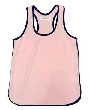 Amanda Uprichard Pink Tank Top Navy Trim Minimalist Career Pastel‎ thumbnail 1